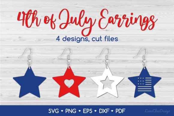 Download Star 4th of July Earrings SVG Cut Files - Cut file Collection